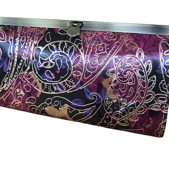 NWOT Patricia NASH Floral Metallic Italian Leather Wallet - Picture 3 of 15